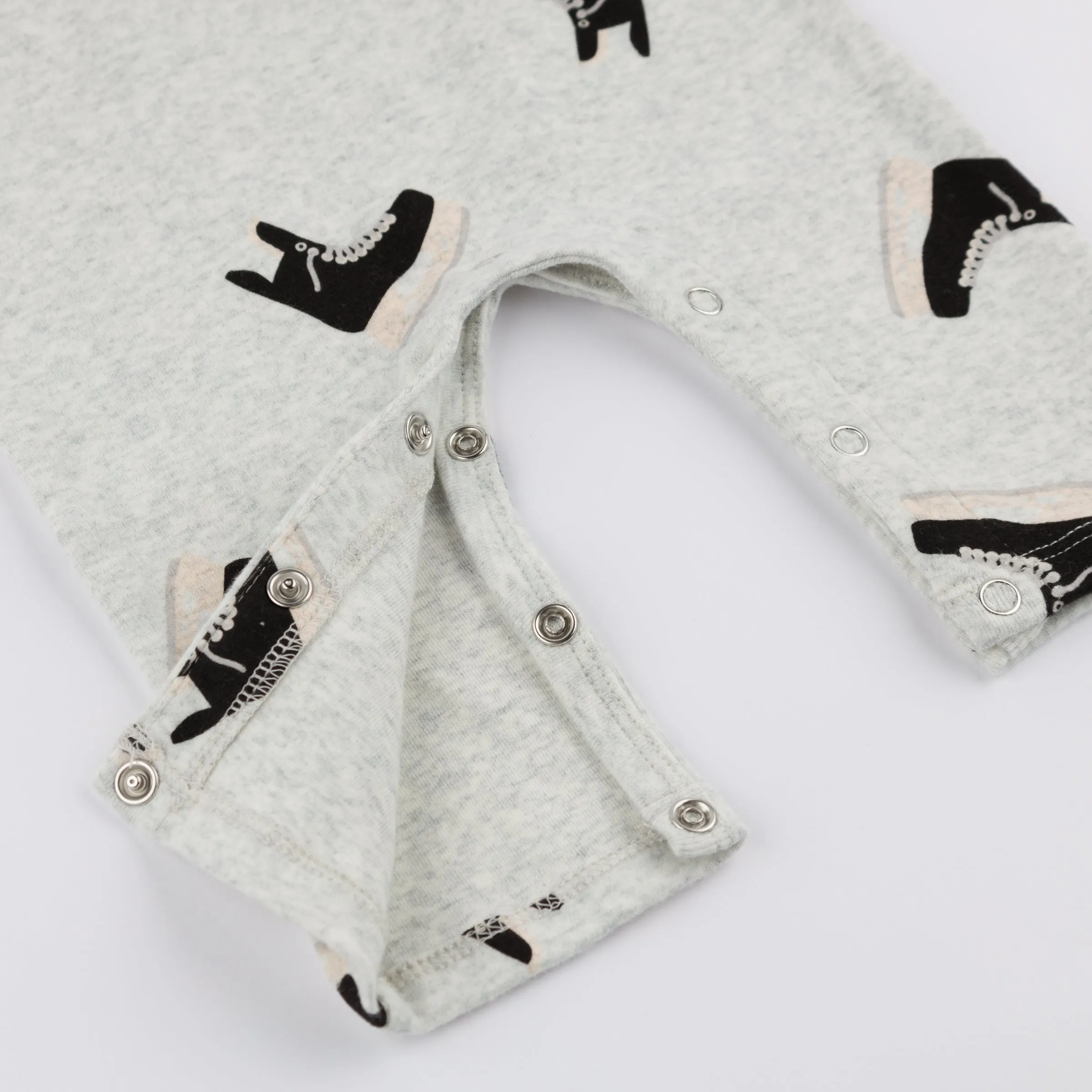 oh baby! One Button Romper - Hockey Print - Heather Gray