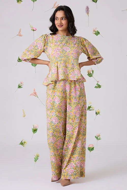 Okhai "Orchard" Handblock Printed Pure Cotton High-Waisted Pants