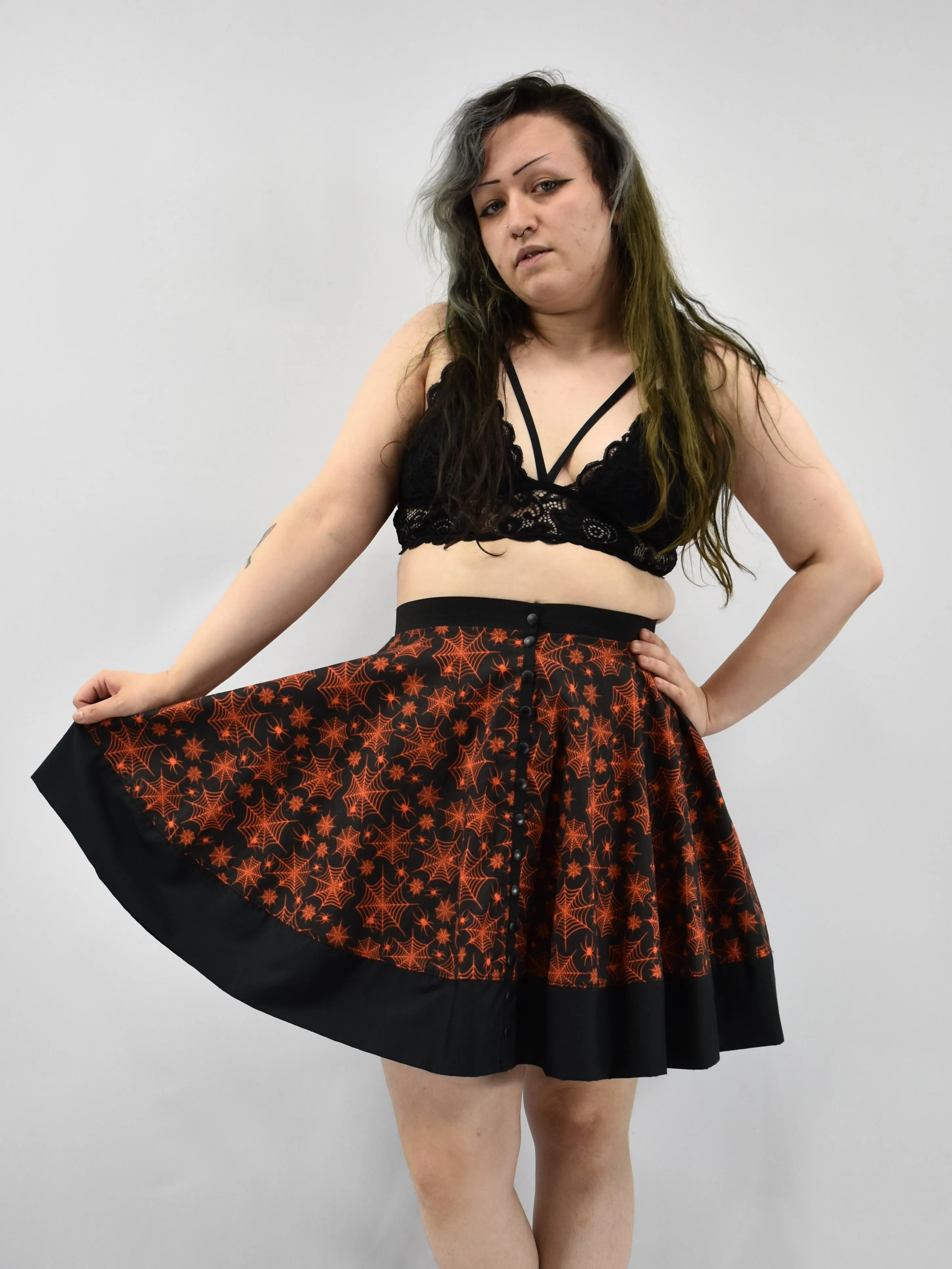 Orange Web Snap Skirt- HANDMADE LOCALLY