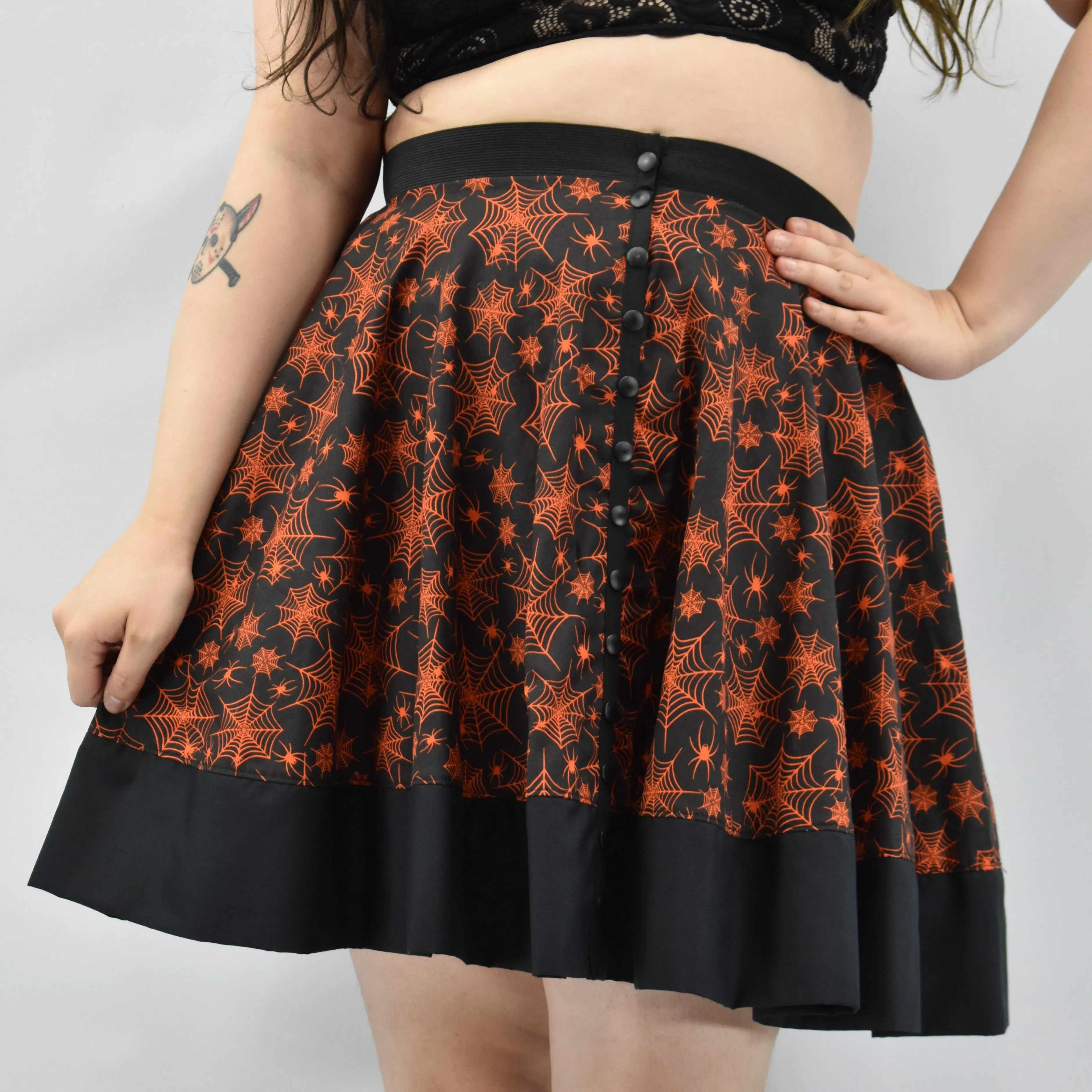 Orange Web Snap Skirt- HANDMADE LOCALLY