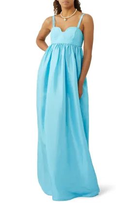 Oroton Bodice Detail Gown Lake Blue Size 12