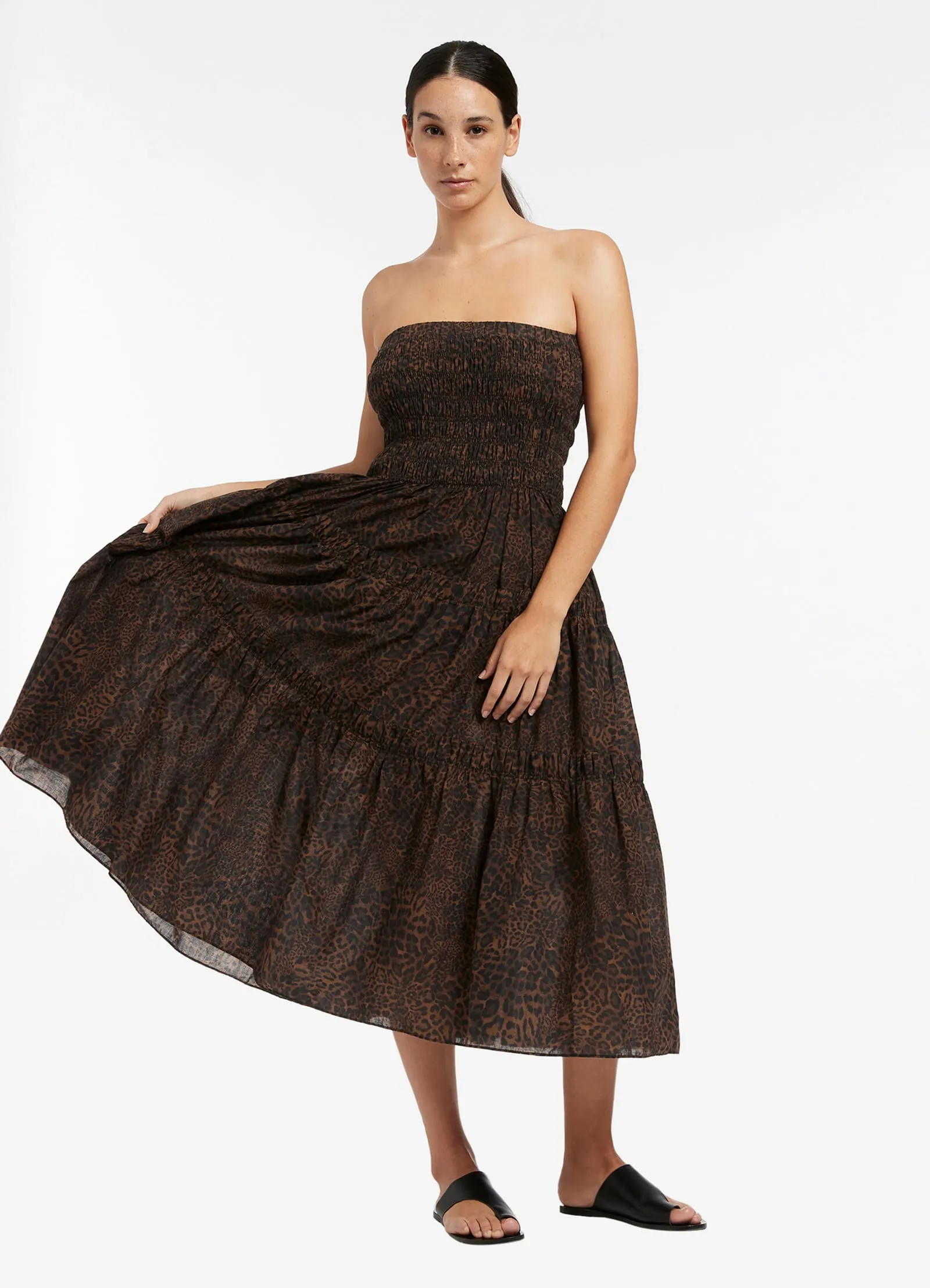 Pantera Shirred Skirt/Dress - Chocolate