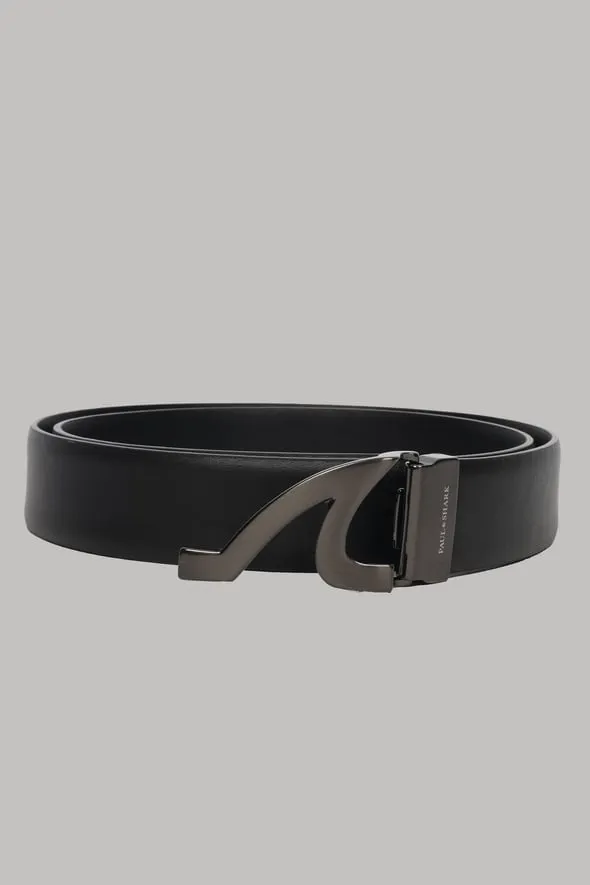 Paul & Shark Leather Belt with Fin Buckle | Black