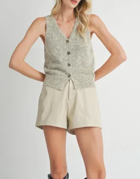 Phoenix Tank Vest with Buttons | Taupe Multi