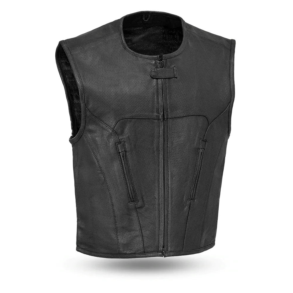 Pillow - Men's Motorcycle Black Cowhide Leather Vest