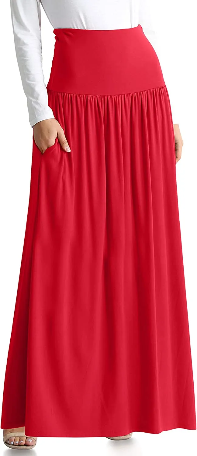 Plus Size High Waist Modal Knit Black Maxi Skirt