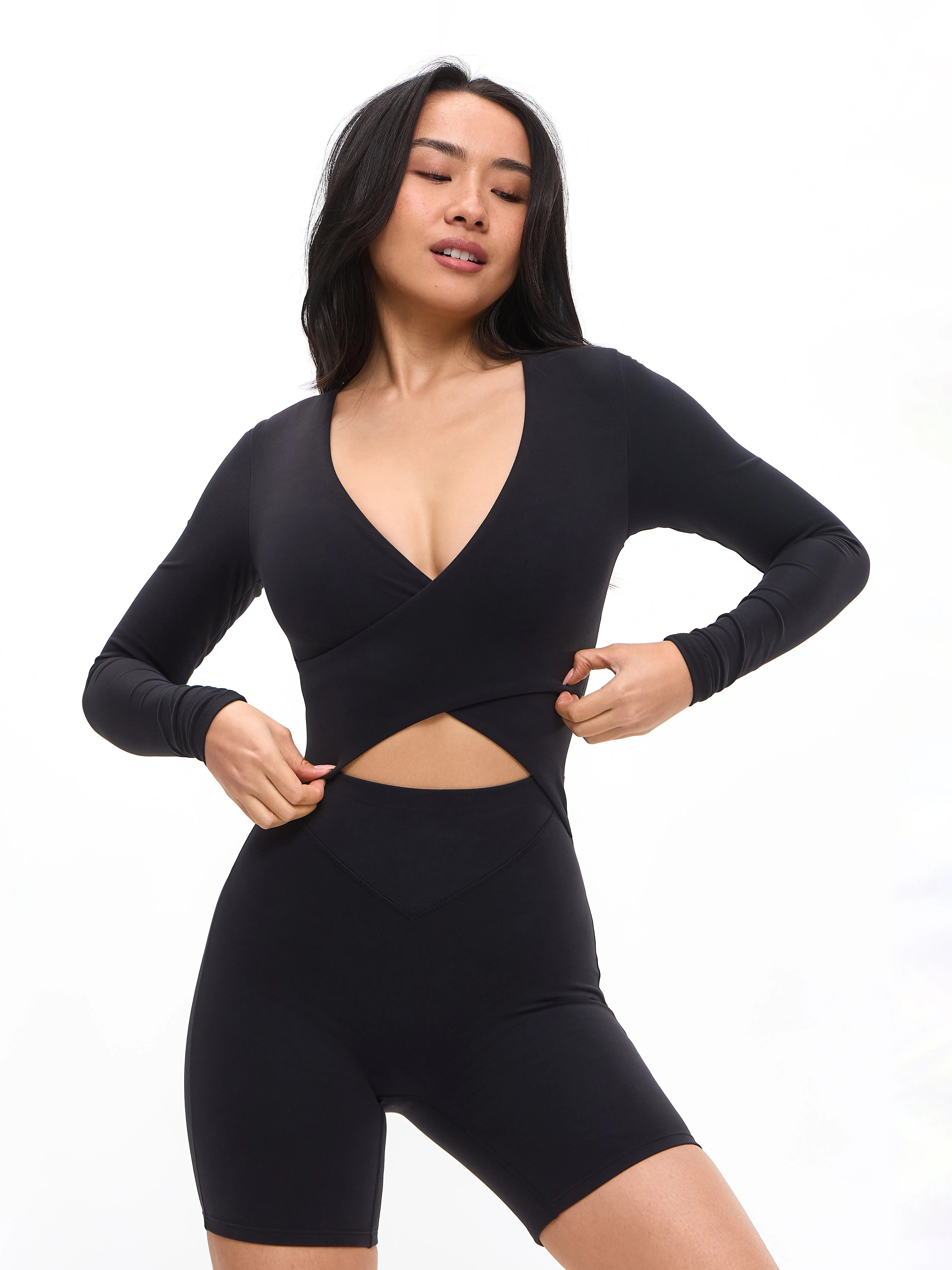 Poshknit Wrap Bodysuit - Onyx Black