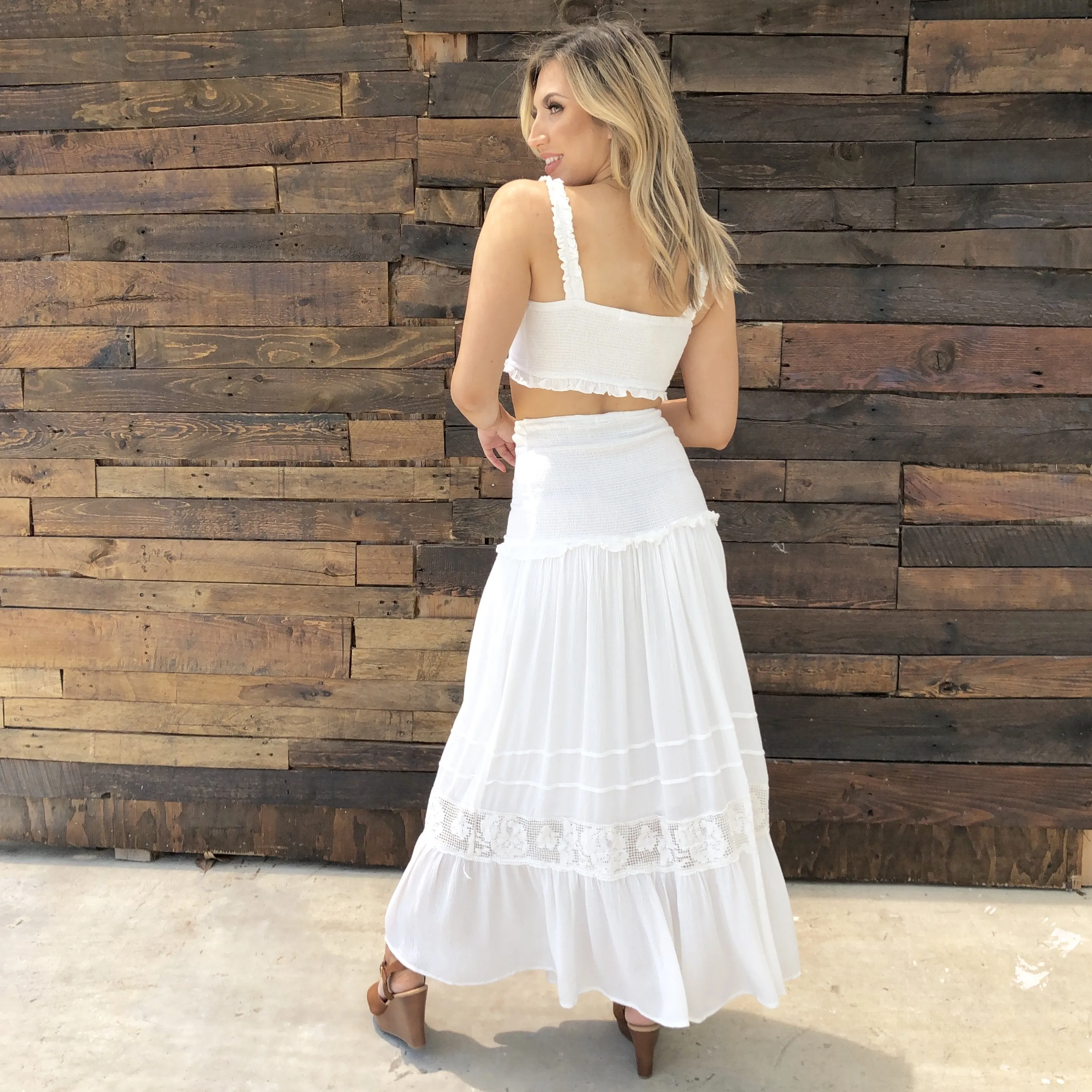 Pure Passion Ivory Crochet Maxi Set