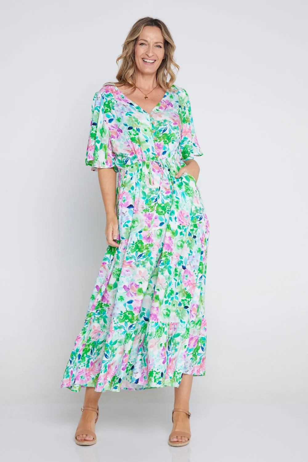 Quinn Maxi Dress - Jade/Amethyst Floral