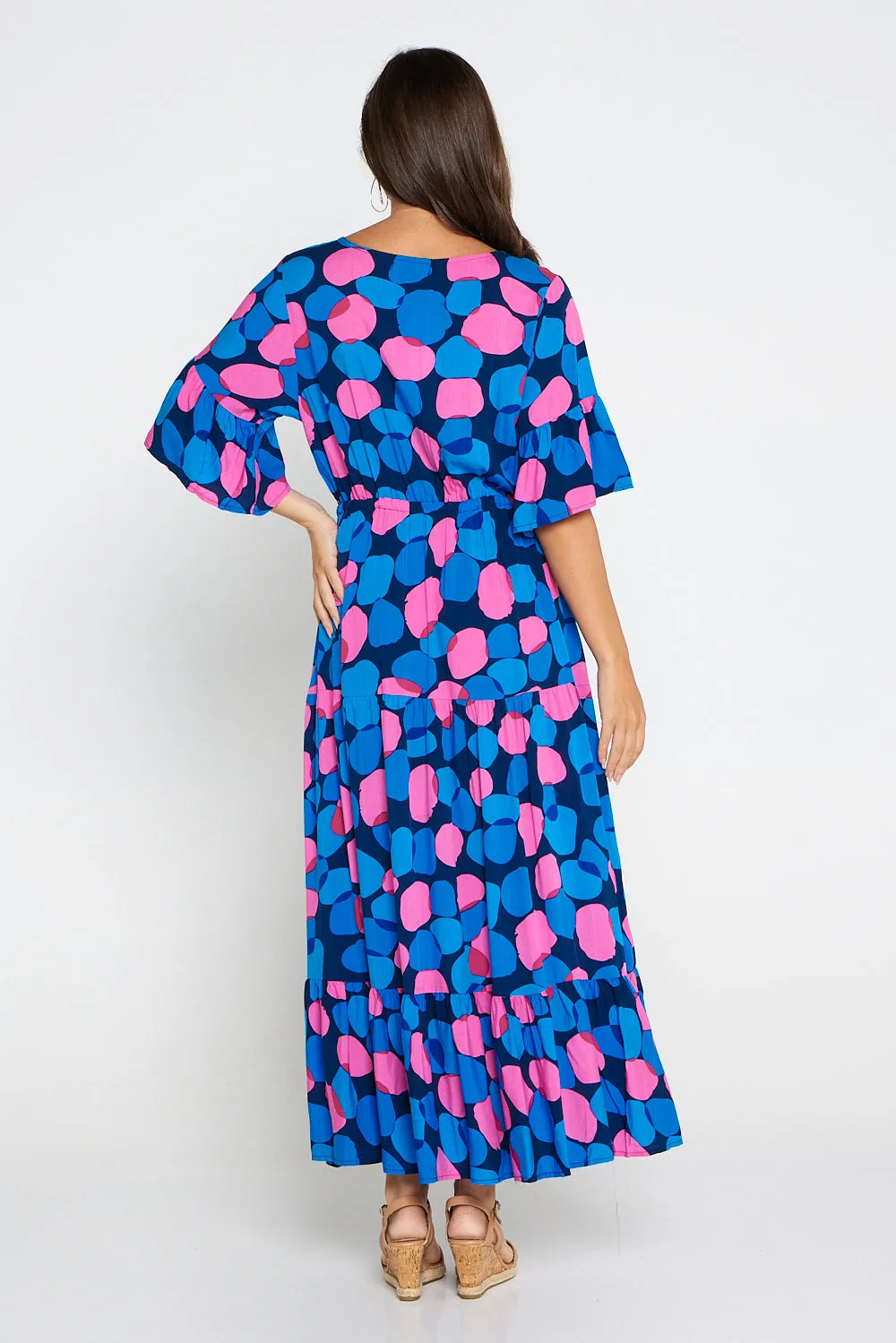 Quinn Maxi Dress - Pink/Cobalt Spot