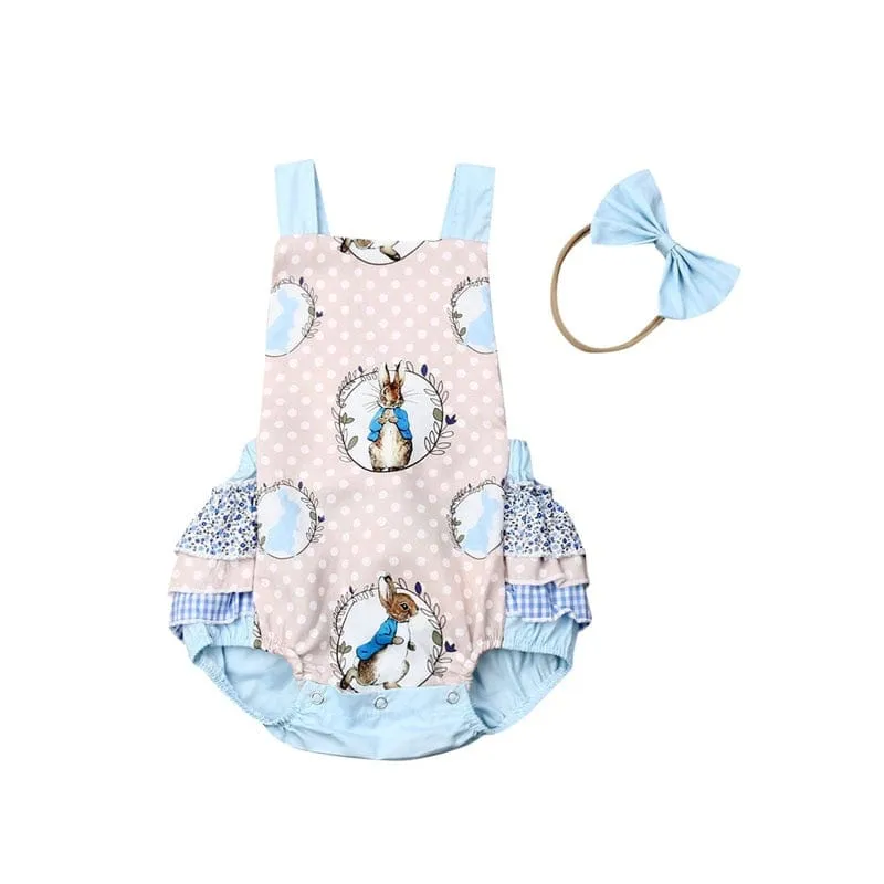 "Bunny Blue" Ruffled Romper