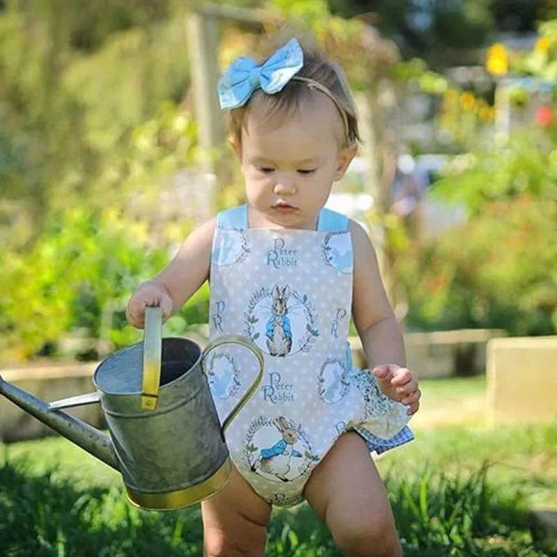 "Bunny Blue" Ruffled Romper