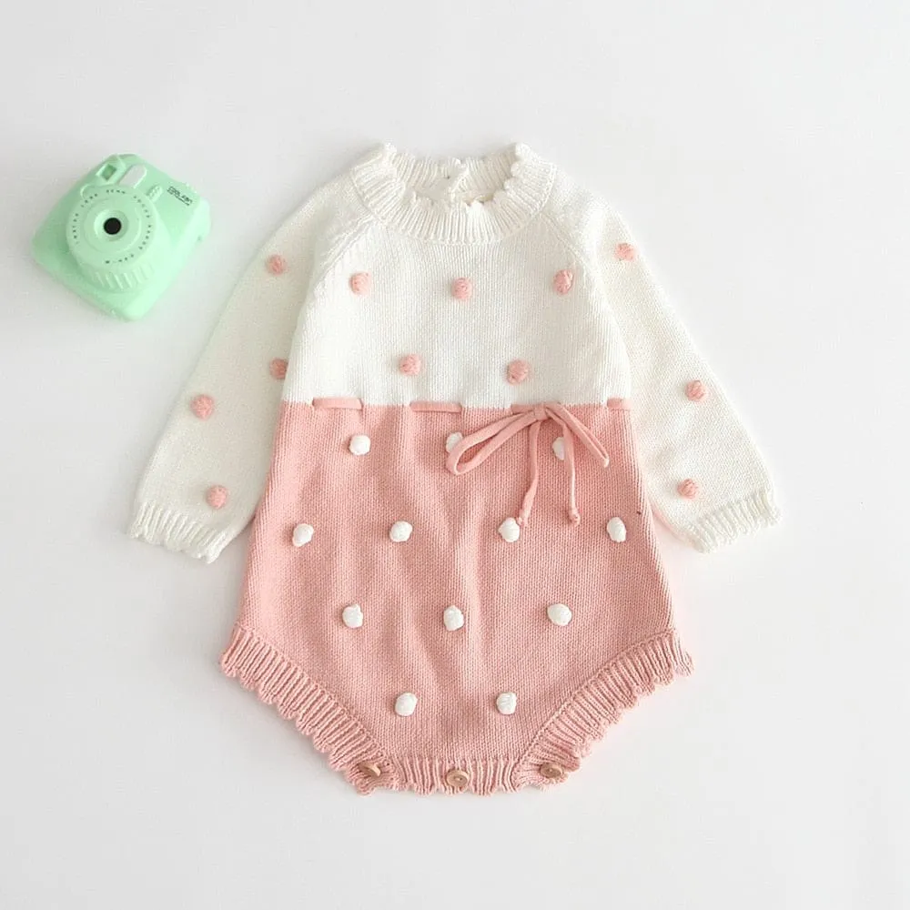 "Polka Dot Baby" Sweater Knit Romper