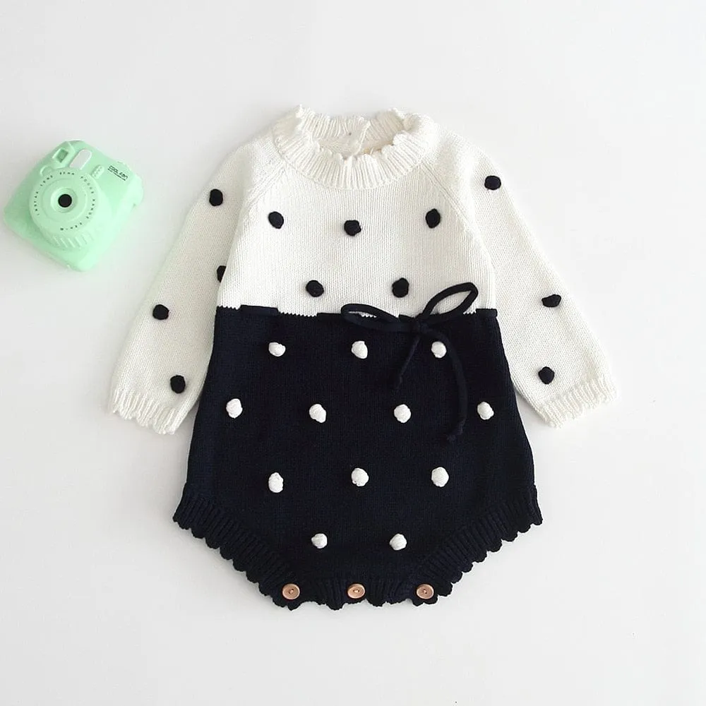 "Polka Dot Baby" Sweater Knit Romper