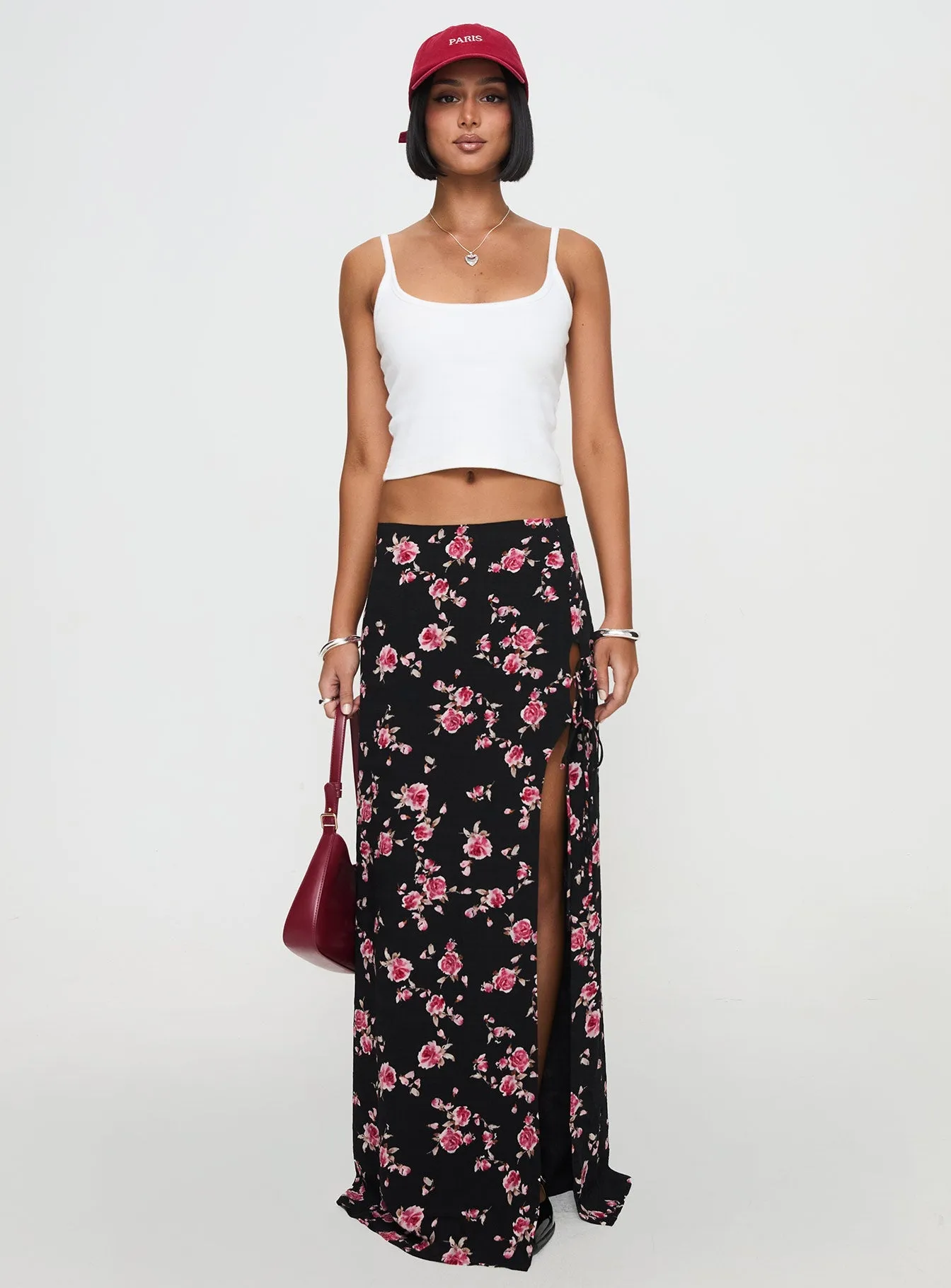 Rhomana Maxi Skirt Black Floral