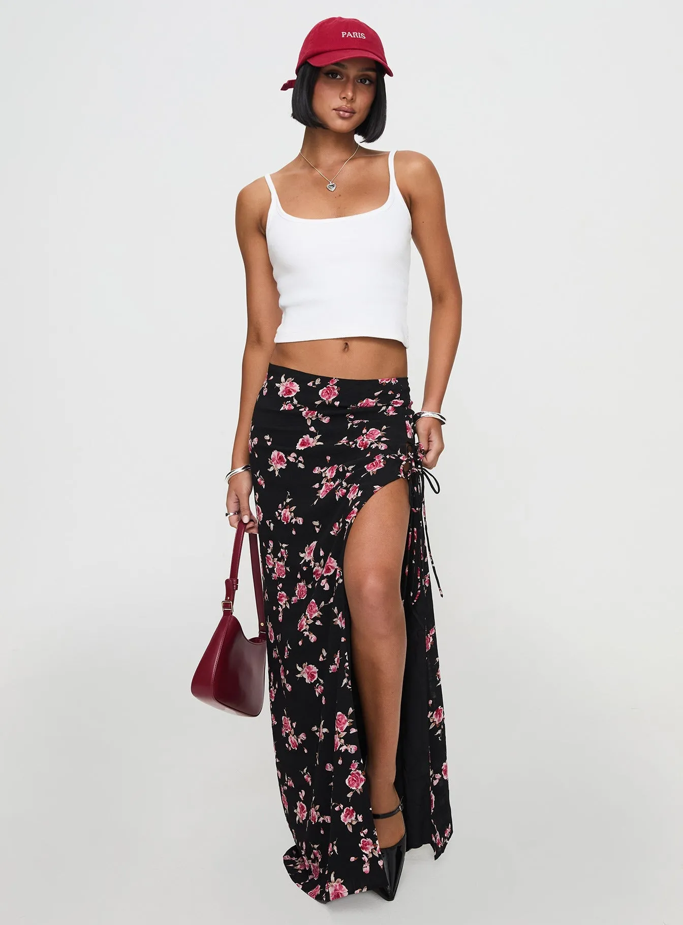 Rhomana Maxi Skirt Black Floral