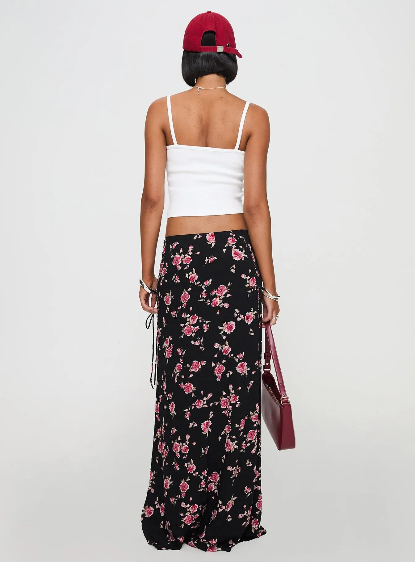 Rhomana Maxi Skirt Black Floral