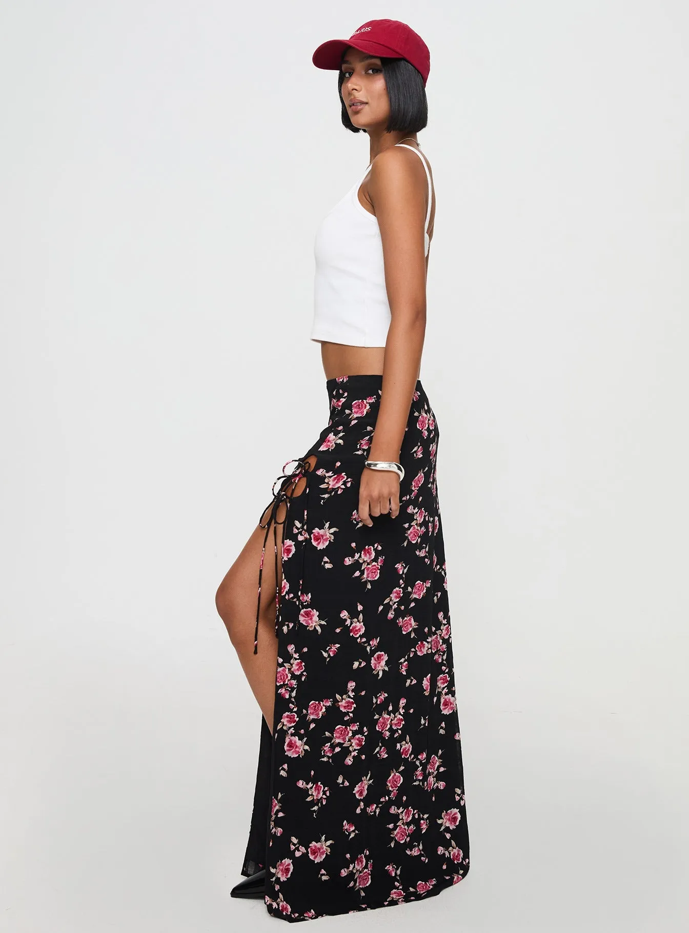 Rhomana Maxi Skirt Black Floral