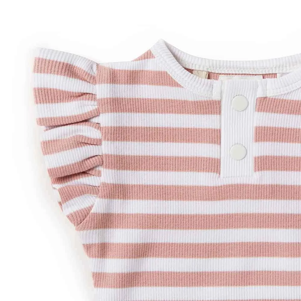 Rose Milk Stripe | Organic Short Sleeve Bodysuit