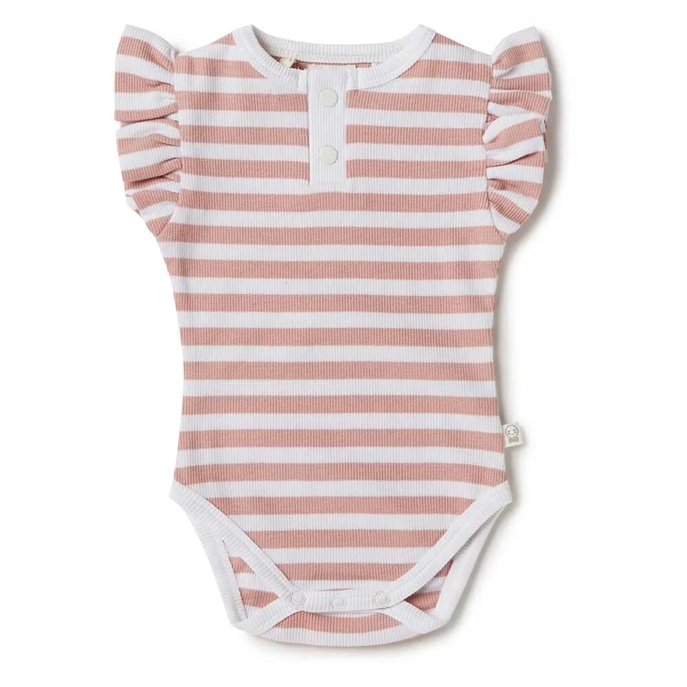 Rose Milk Stripe | Organic Short Sleeve Bodysuit