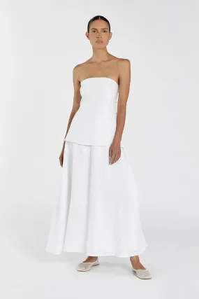 SASKIA WHITE LINEN STRAPLESS DRESS