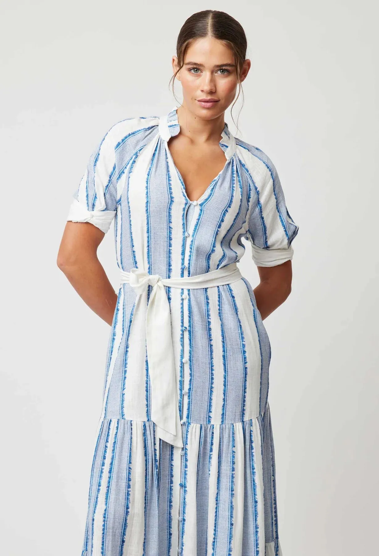 SCALA LINEN VISCOSE MAXI DRESS | Sorrento Stripe