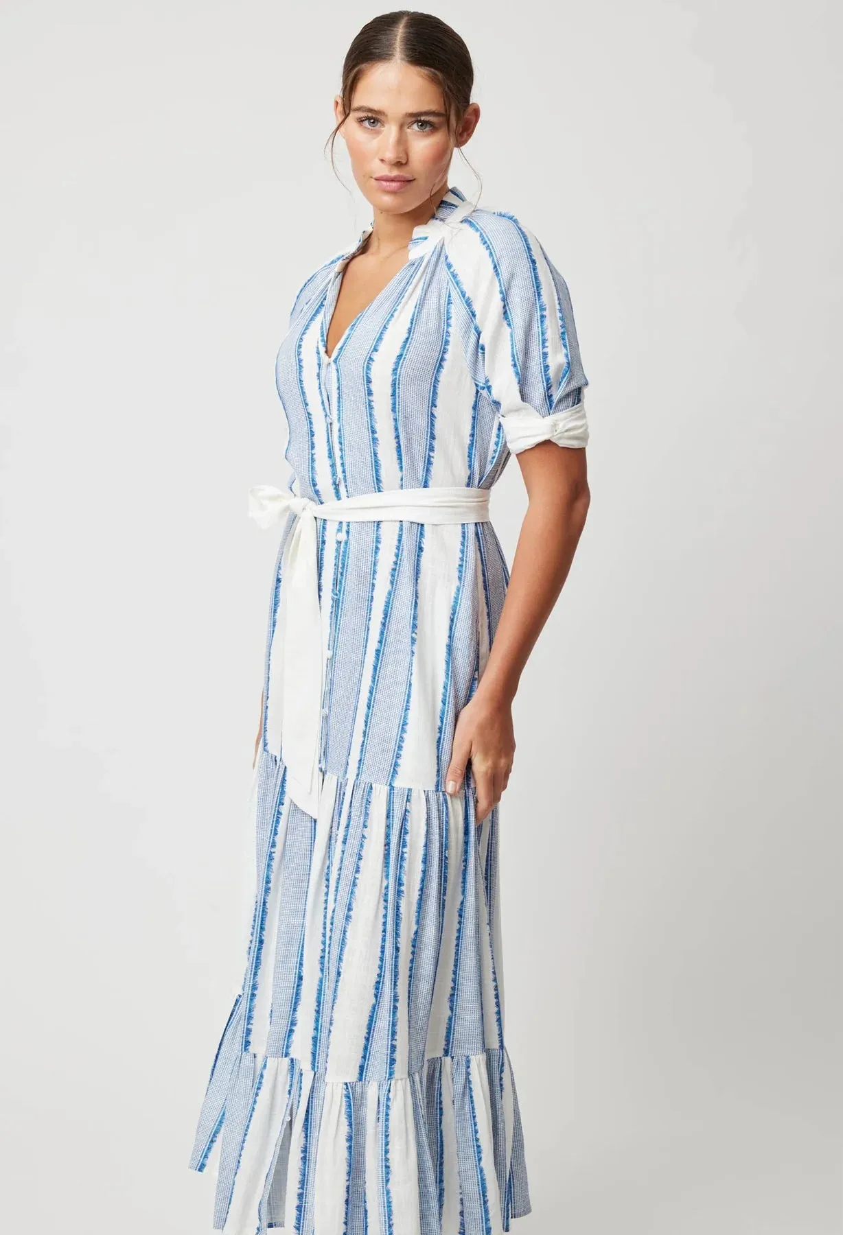 SCALA LINEN VISCOSE MAXI DRESS | Sorrento Stripe