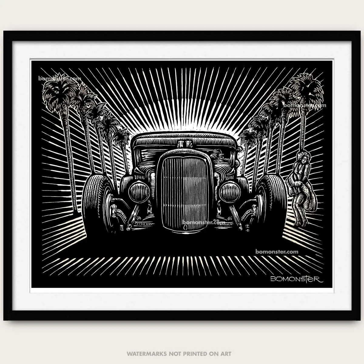 Signed 11x17" Hot Rod Litho Art Print "Hollywood Hot Rod"