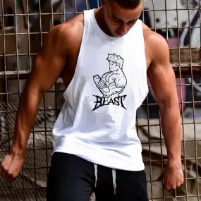 Sleeveless Loose Stretch Cotton Men's Tops