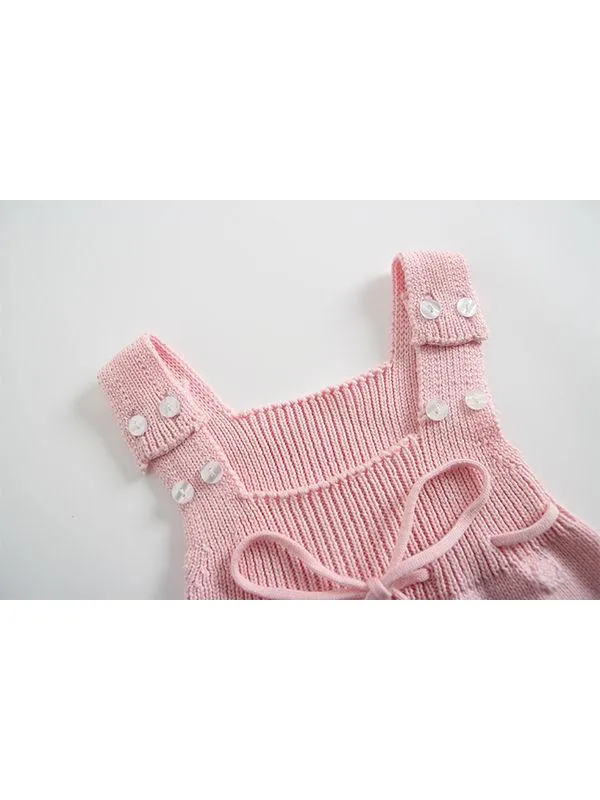 Solid Color Bodysuit Sleeveless Knitted Handcrafted Bubbles Baby Romper