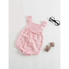 Solid Color Bodysuit Sleeveless Knitted Handcrafted Bubbles Baby Romper