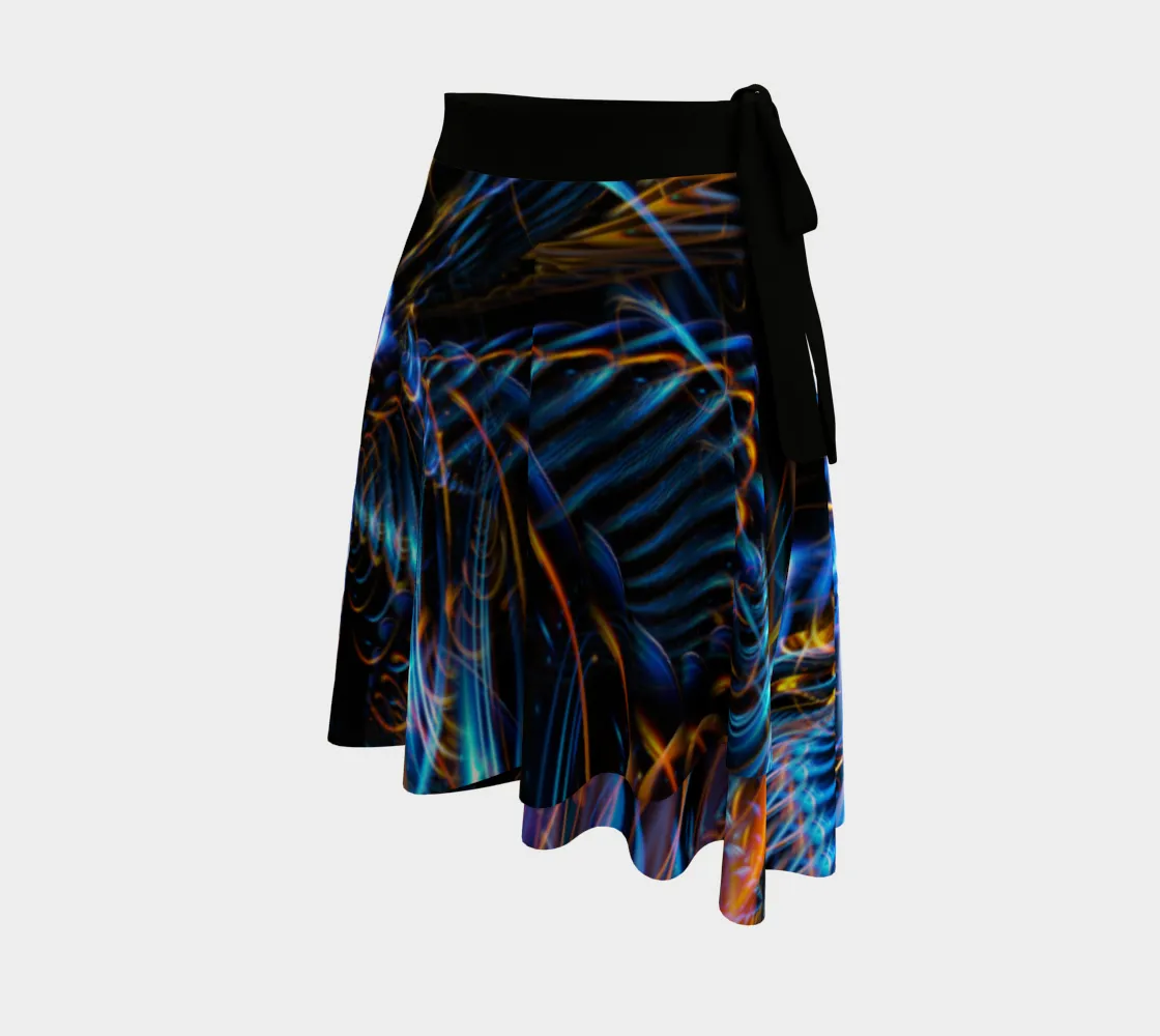 SOUND WAVES OVER DARK WRAP SKIRT