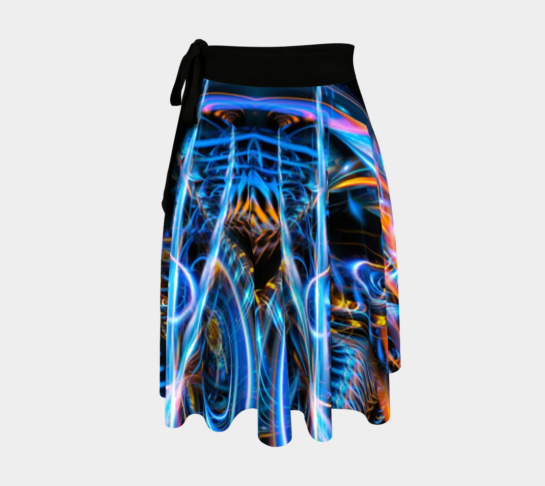 SOUND WAVES OVER DARK WRAP SKIRT