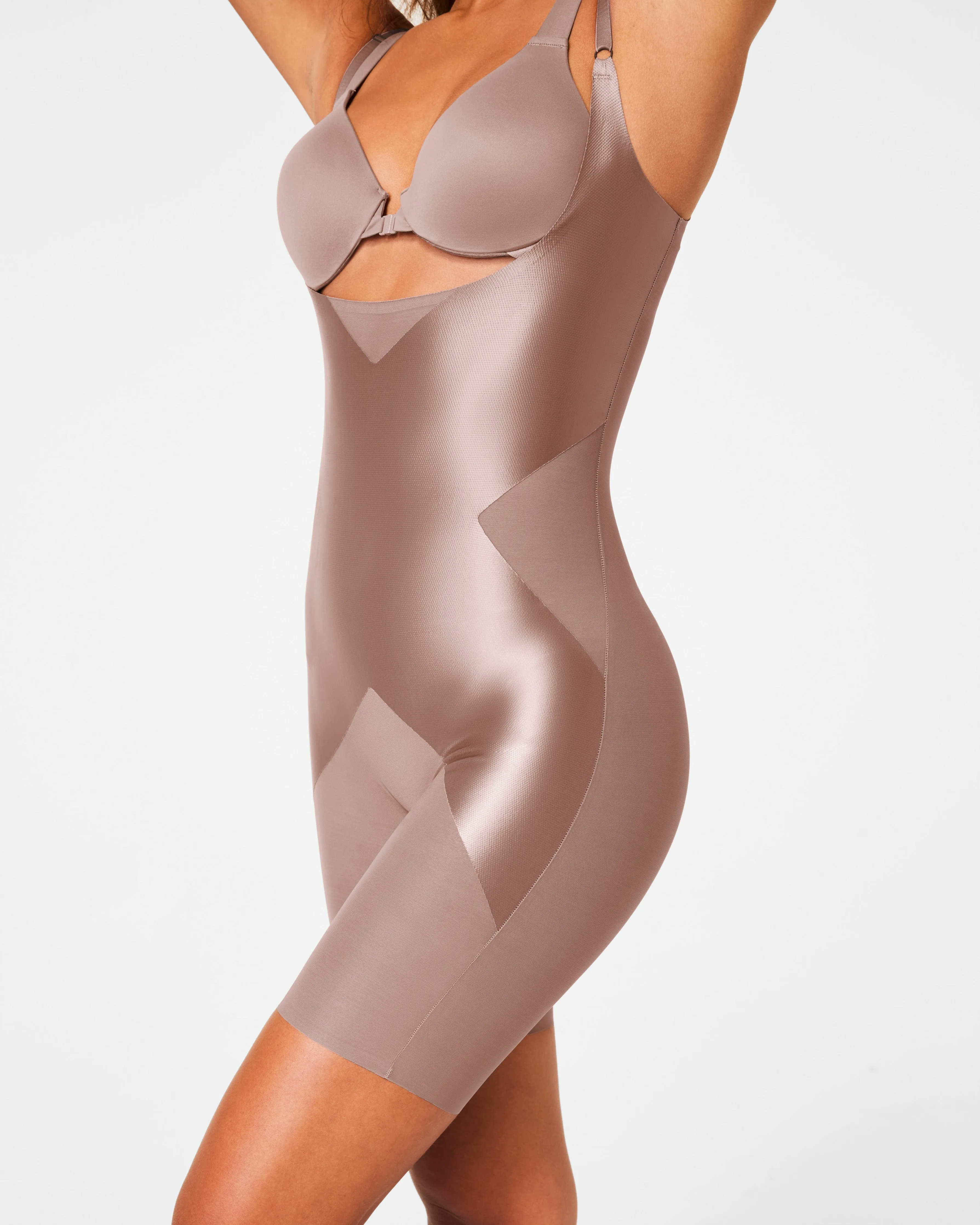 SPANXshape™ Satin-X™ Open-Bust Mid-Thigh Bodysuit