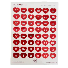 STICKERS - Heart Icons - Basics   festive red foil (glossy paper)