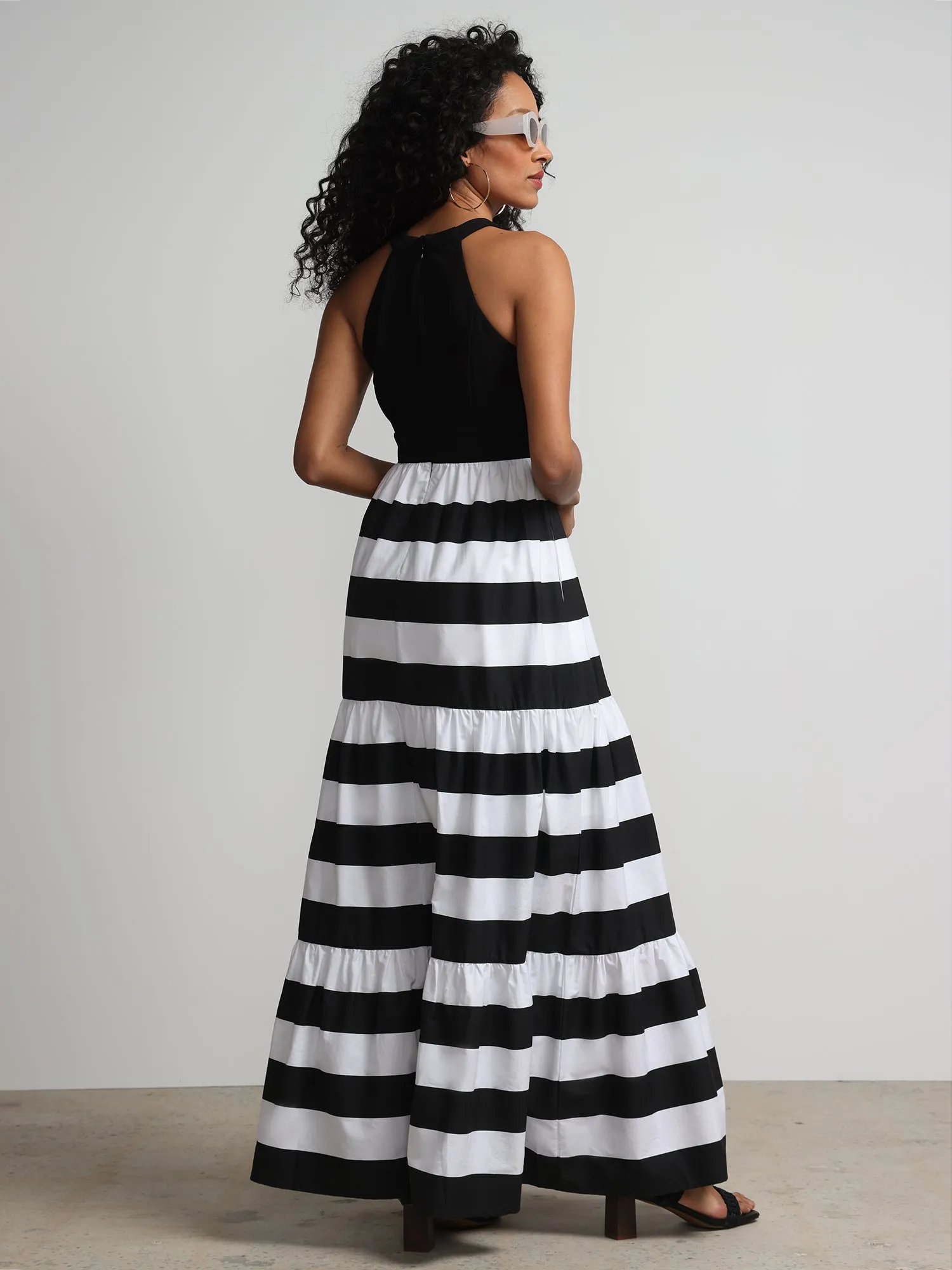 Striped Boatneck Maxi Dress