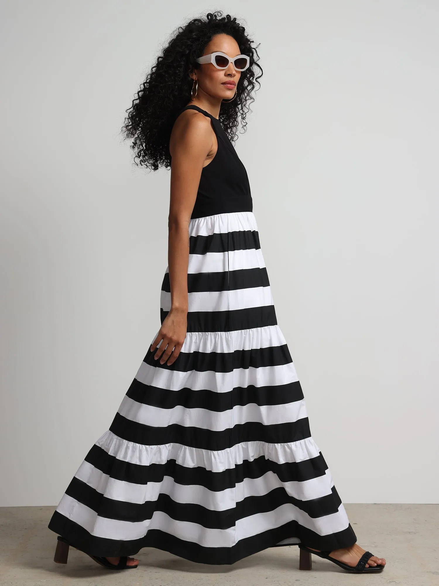 Striped Boatneck Maxi Dress