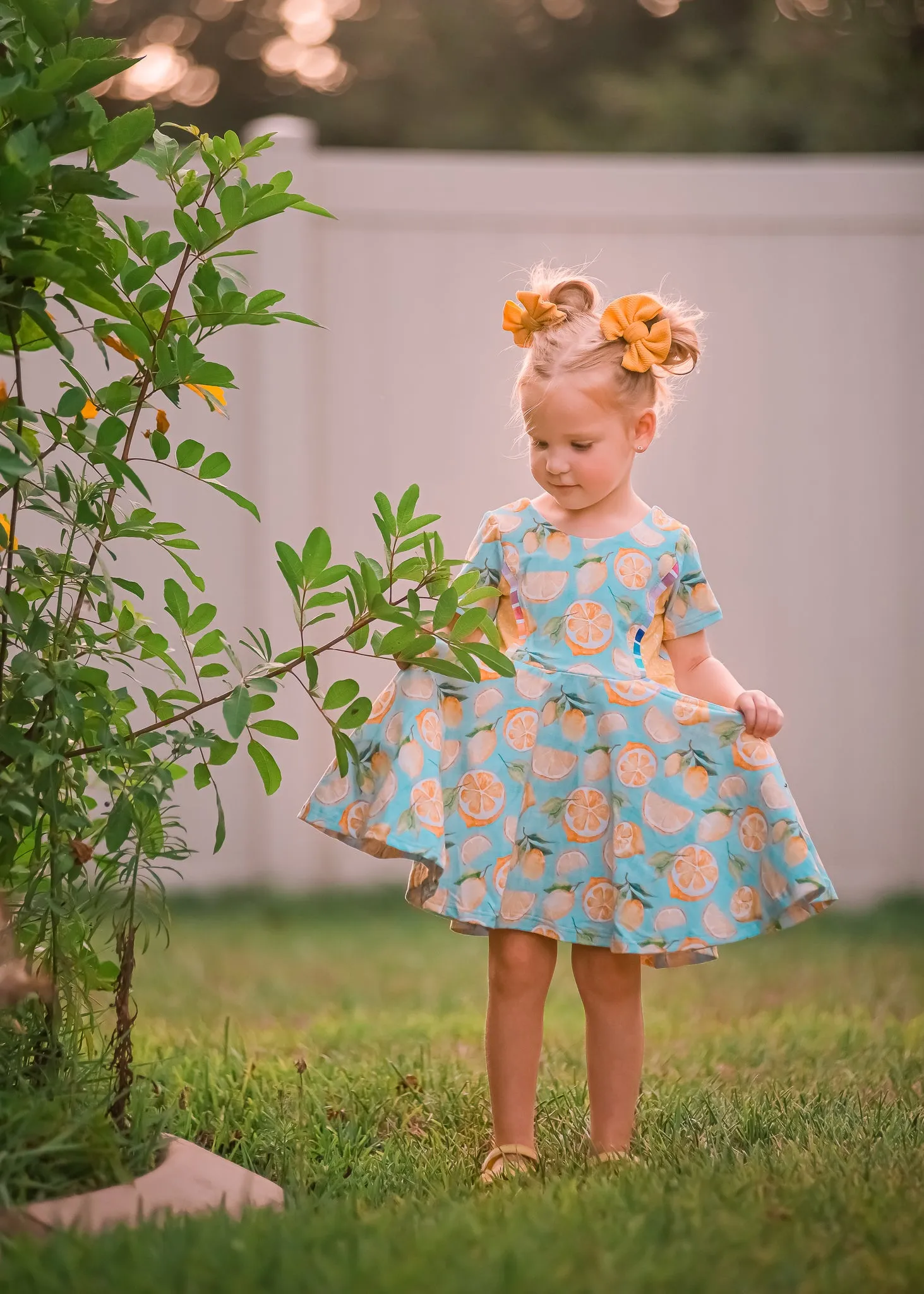 Summer Lemon Yellow Glitter Pocket Grow With Me Twirl Dress