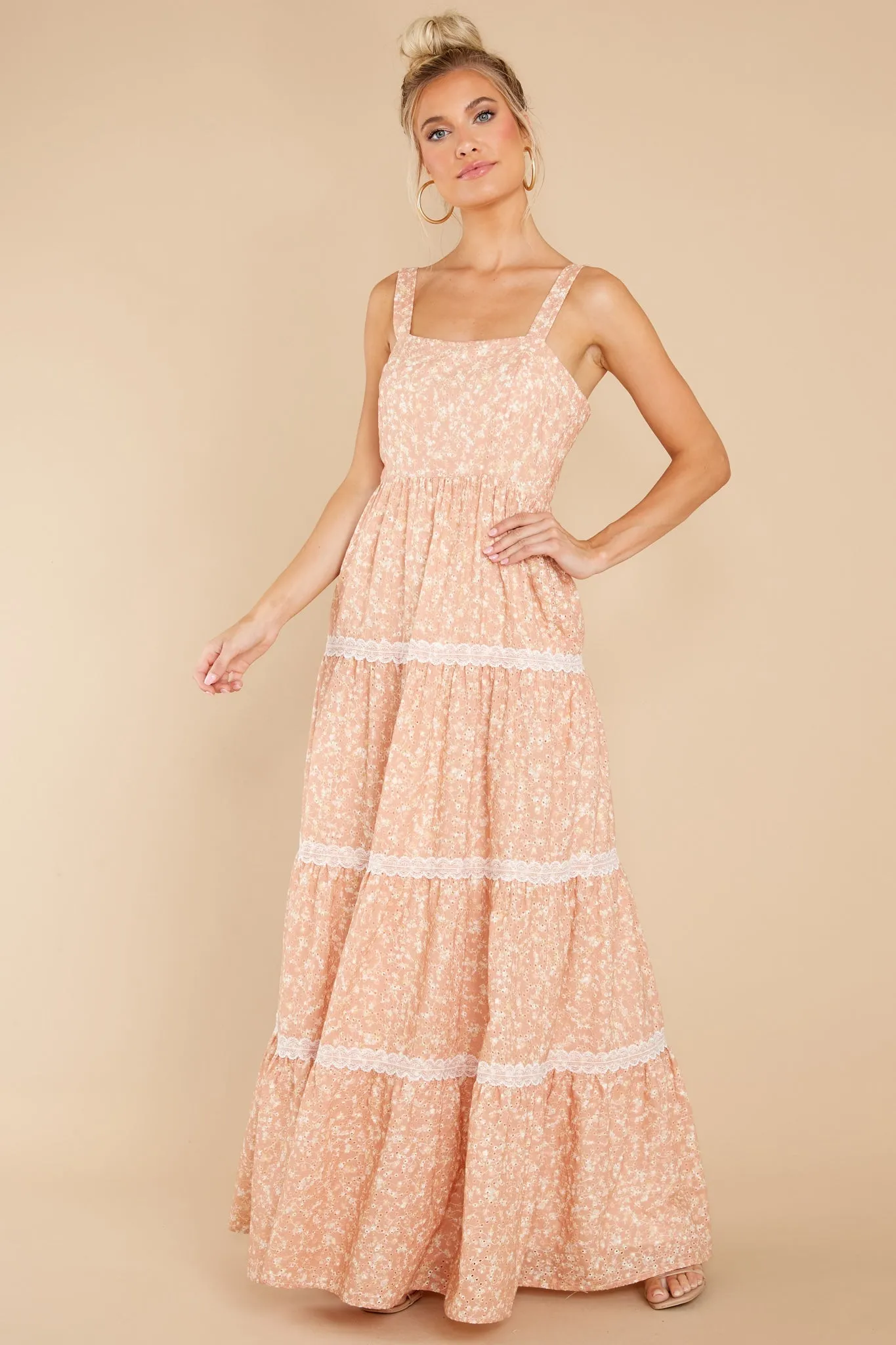 Sweet Disposition Peach Floral Print Maxi Dress