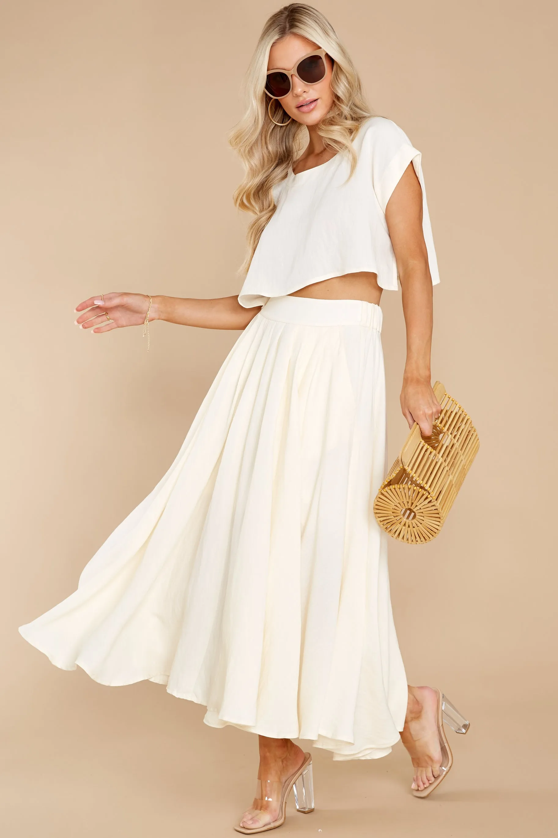 Sweet Memory Of Us Cream Two Piece Set