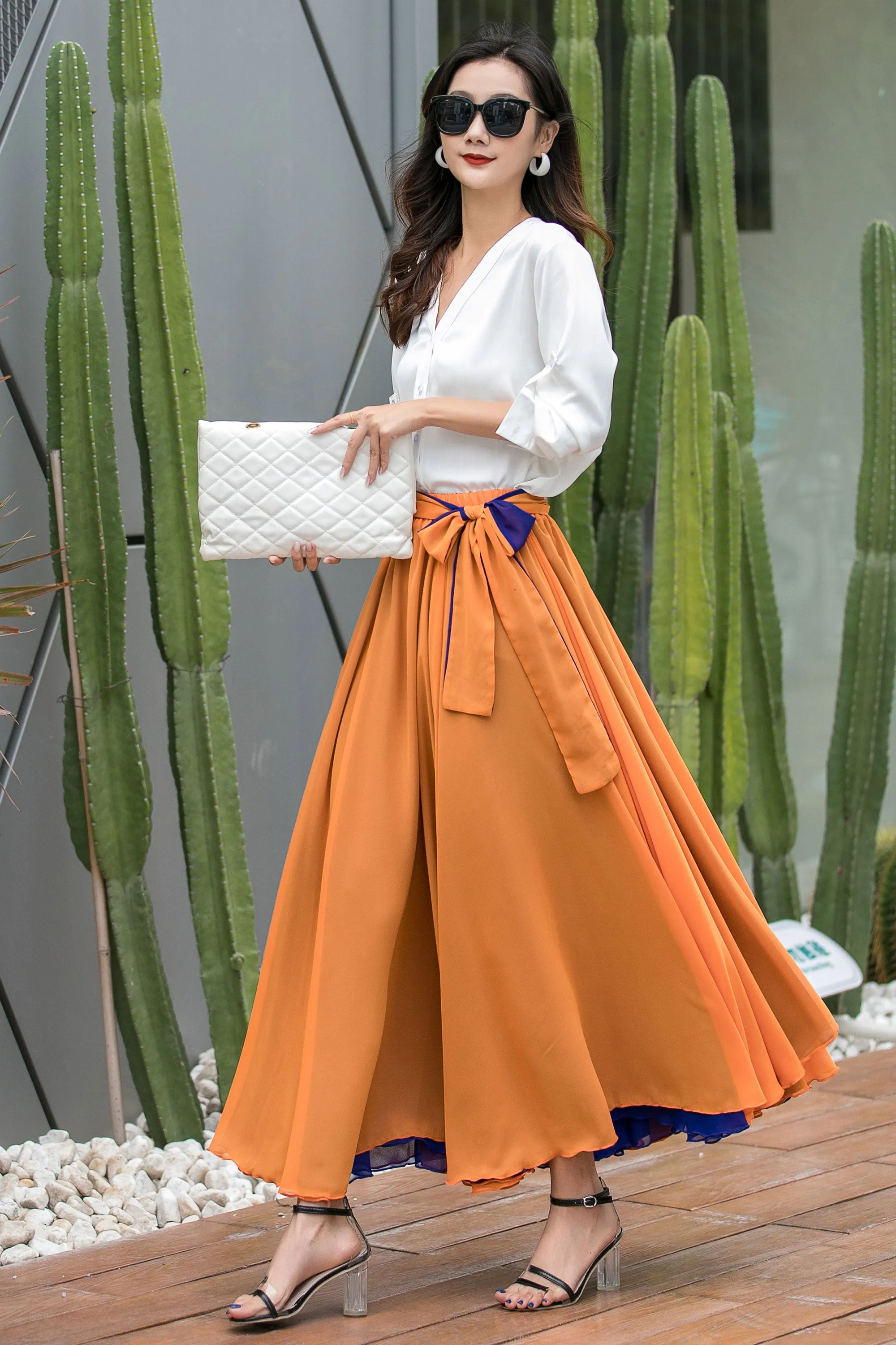 Swing Chiffon Maxi Skirt 3540