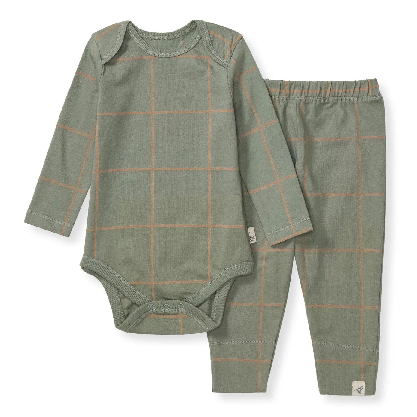 Swiss Check Bodysuit and Pant Set - Marine Green