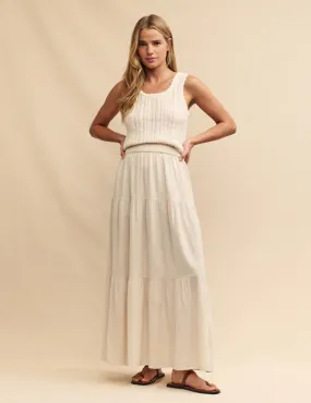 Teri Maxi Tiered Skirt Stone