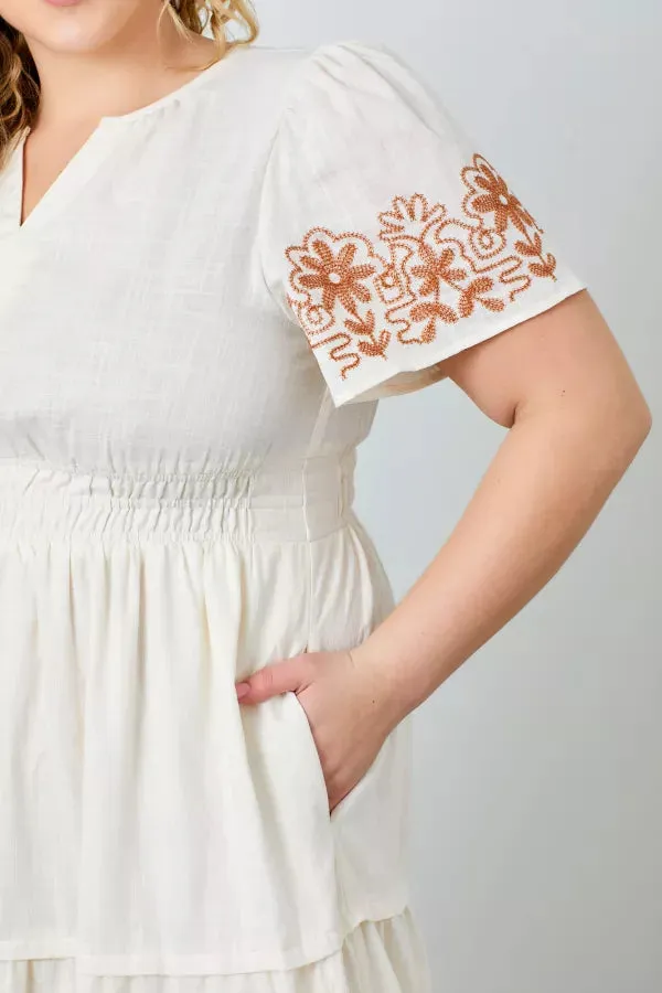 The Gracelyn Embroidered Maxi Dress in Cream