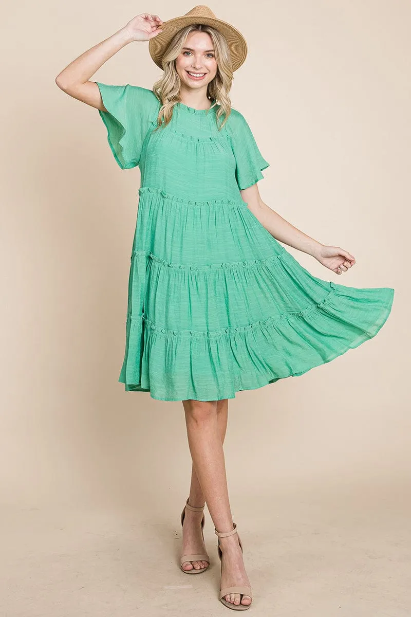 Tiered Babydoll Dress with Pockets