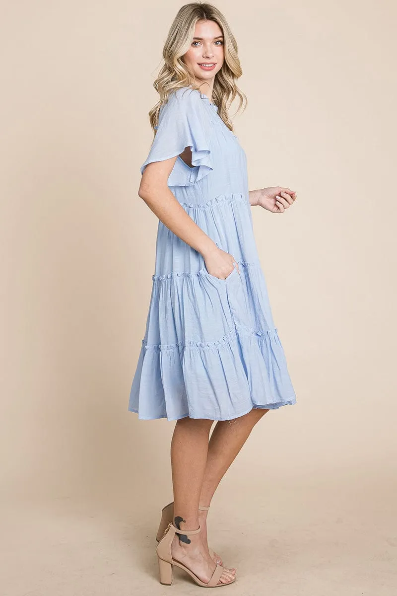 Tiered Babydoll Dress with Pockets