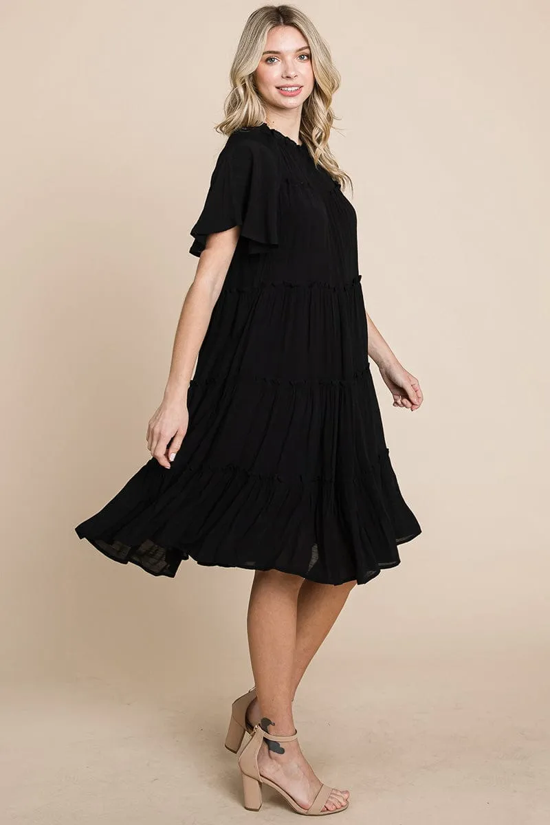 Tiered Babydoll Dress with Pockets