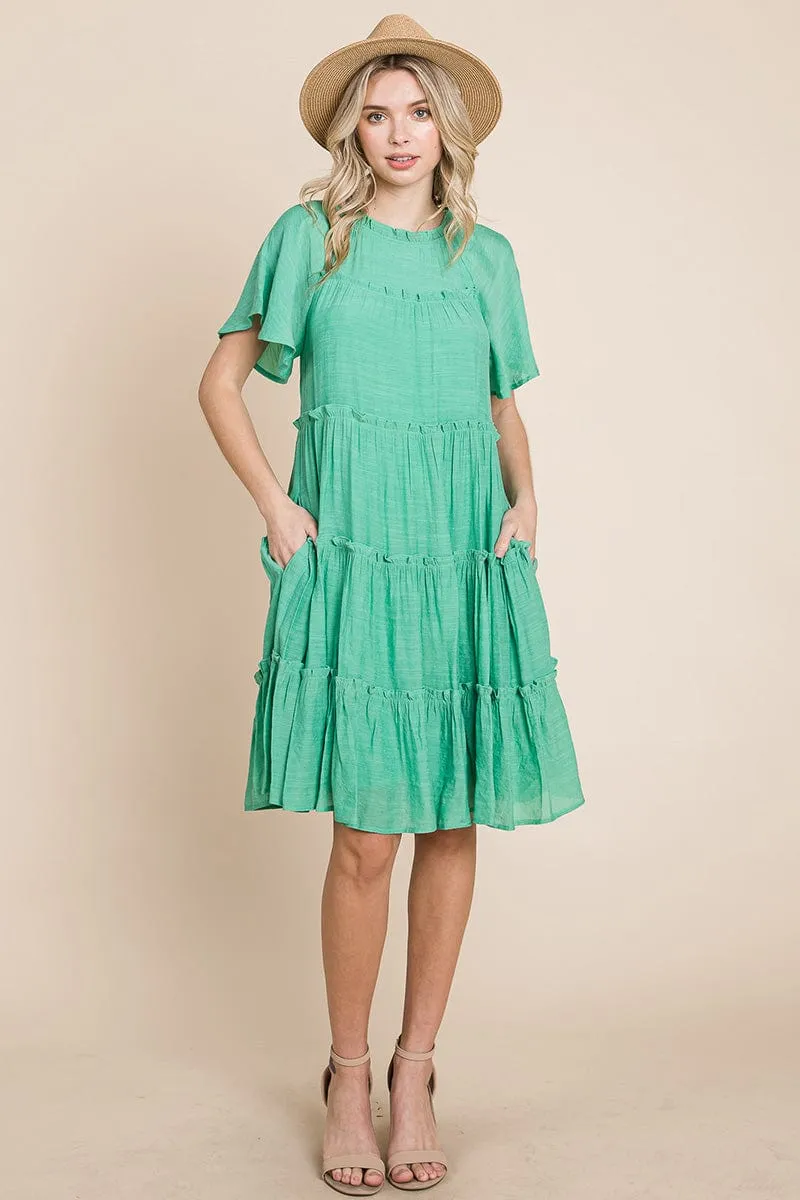 Tiered Babydoll Dress with Pockets