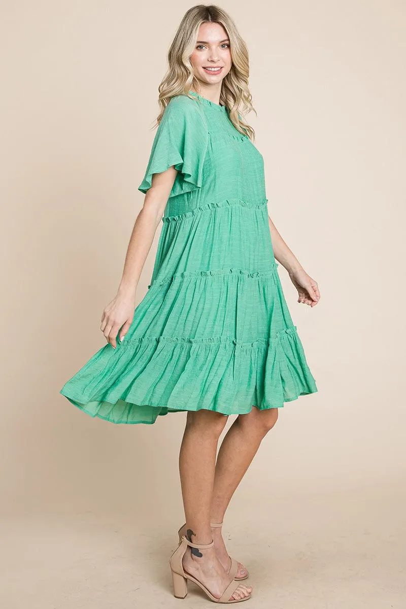 Tiered Babydoll Dress with Pockets