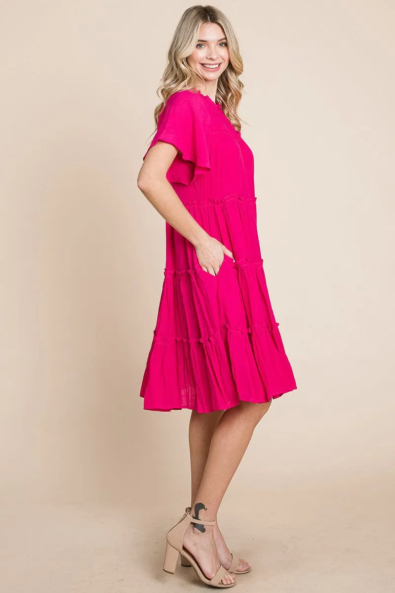 Tiered Babydoll Dress with Pockets